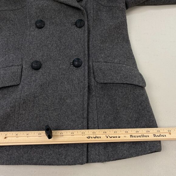 Banana Republic Wool Pea Coat Womens Small Gray Double Breasted Pockets Parka - Picture 8 of 14